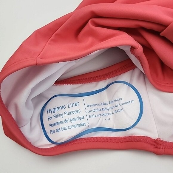 DKNY Women's Peek-a-Boo Twist One-Piece Swimsuit Coral Pink Scoop Back Size 16 - Picture 10 of 15